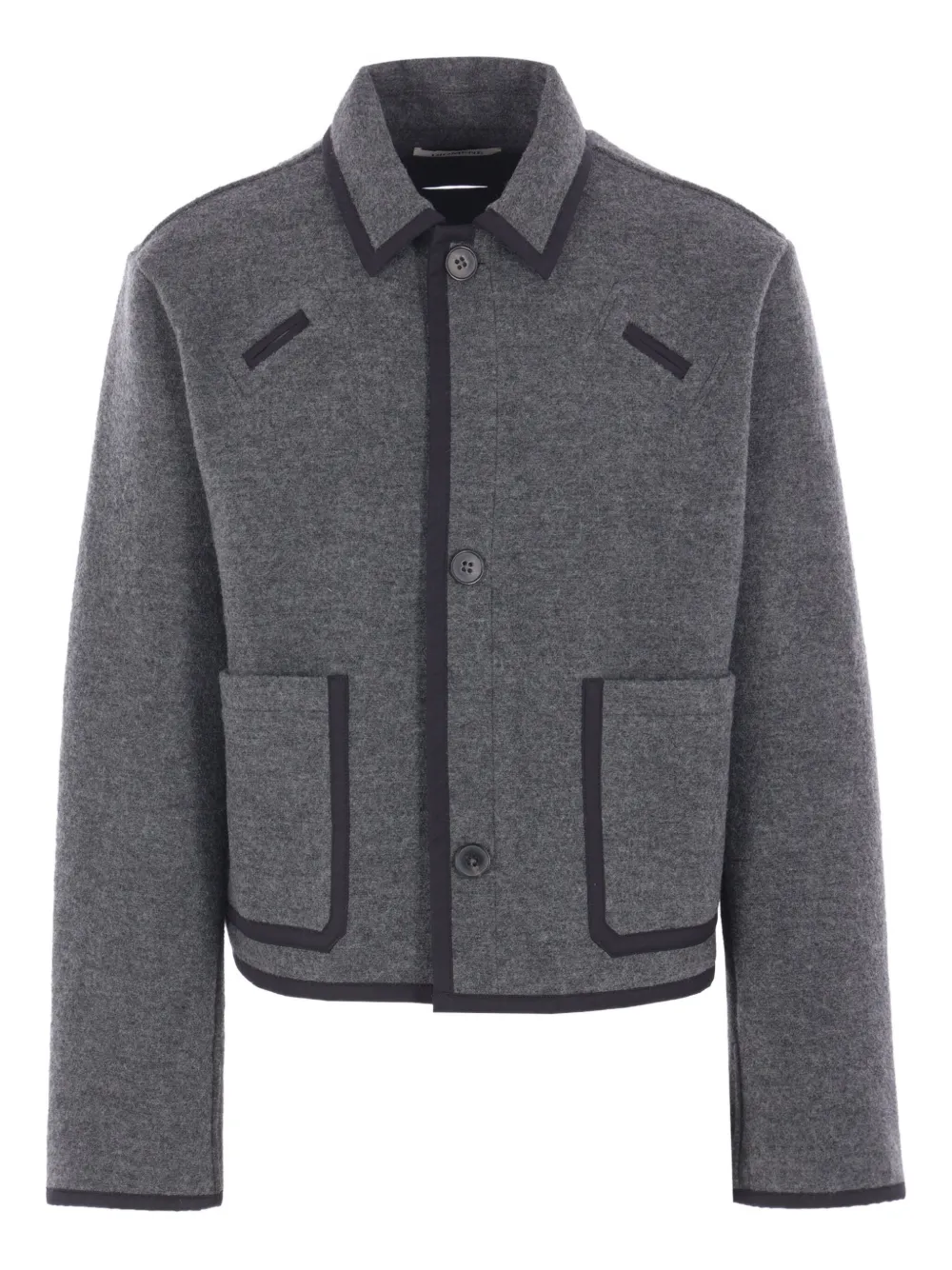 Diomene Boiled Wool Contrast-piping Jacket In Gray
