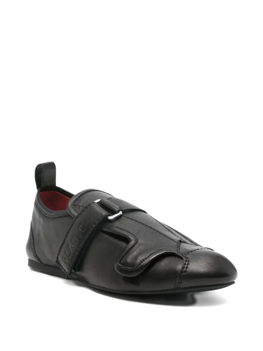 Plan C buckle-strap leather sneakers - Zwart