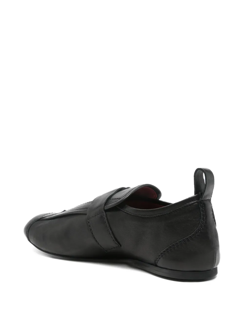Plan C Leren sneakers met gespbandje Zwart