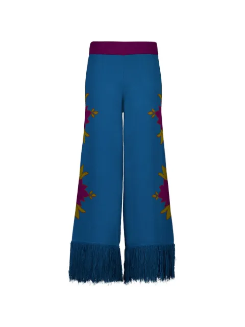 PAULA jacquard-pattern fringed palazzo pants 