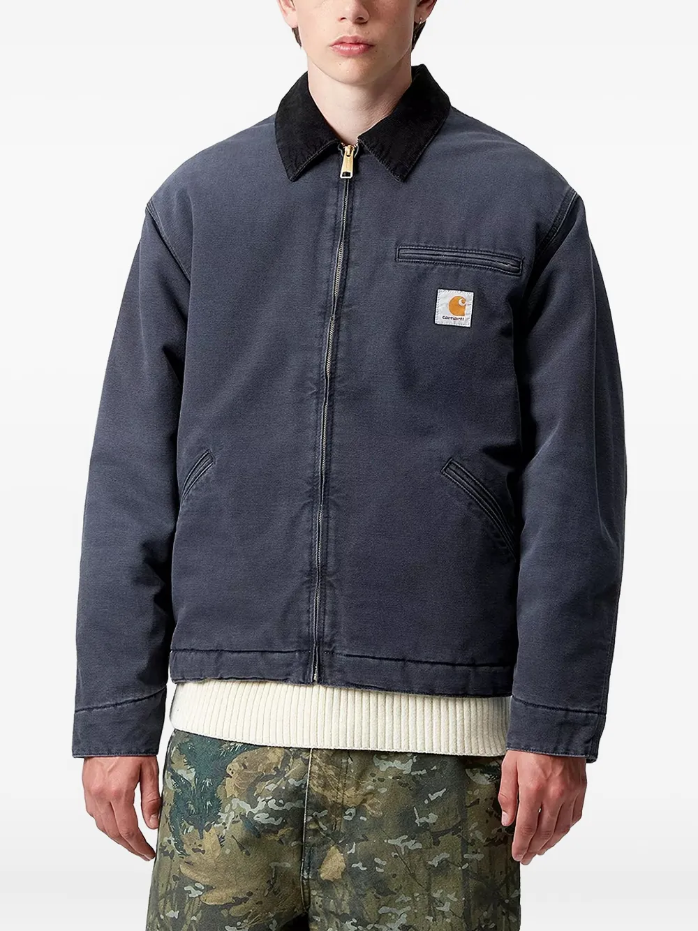 Carhartt Corduroy-collar Quilted Jacket In Blue