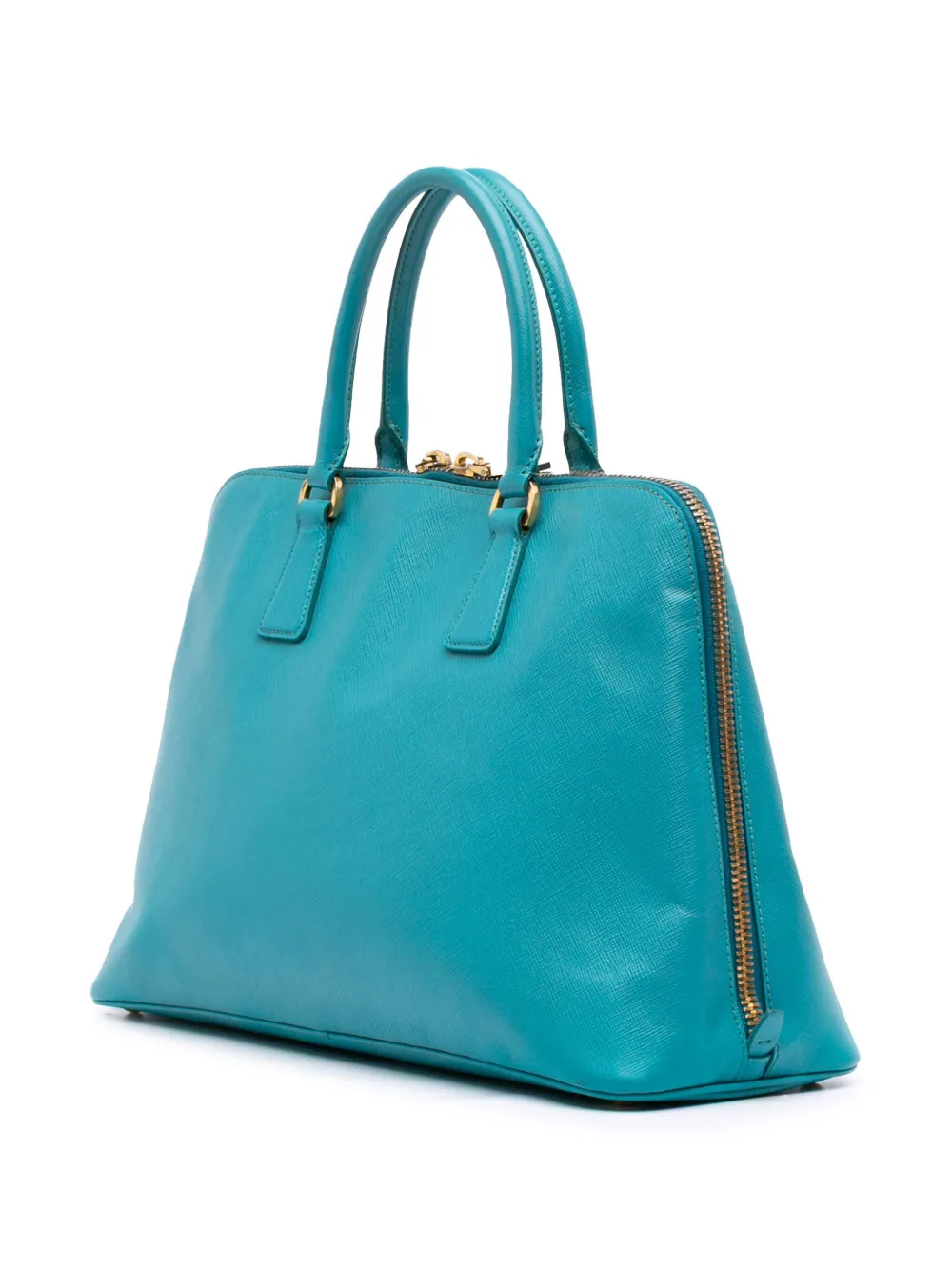 Pre-owned Prada 2010-2025 Large Saffiano Lux Promenade Satchel In Blue