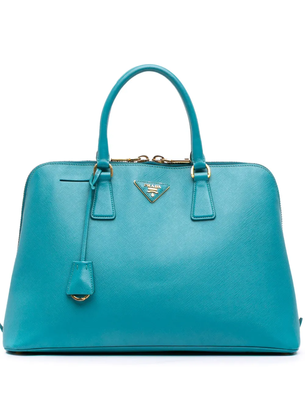 Pre-owned Prada 2010-2025 Large Saffiano Lux Promenade Satchel In Blue