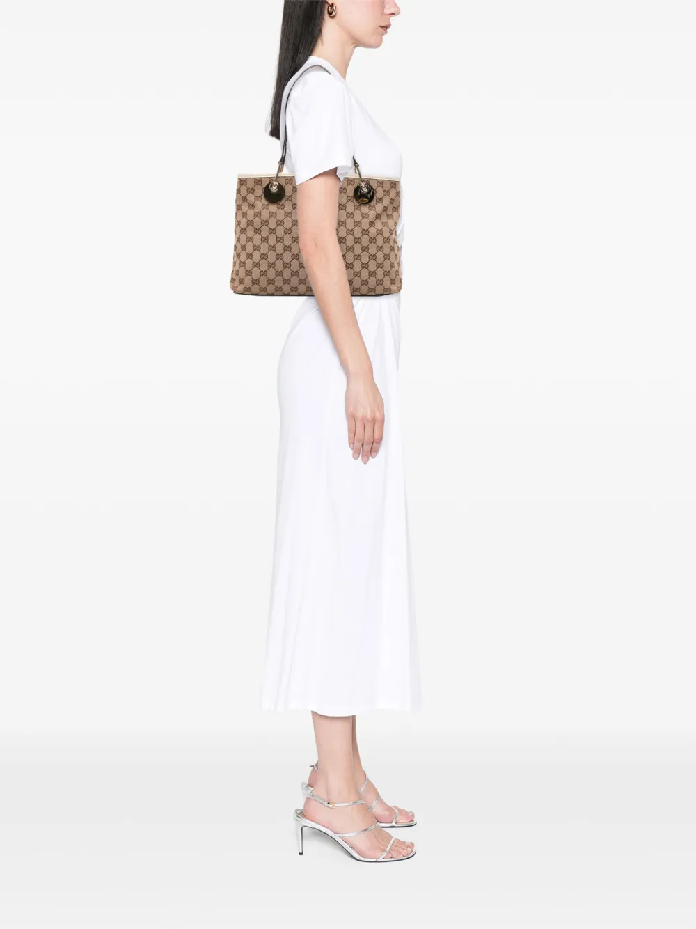 Pre-owned Gucci 2000-2015 Medium Gg Canvas Eclipse Tote Bag In Brown