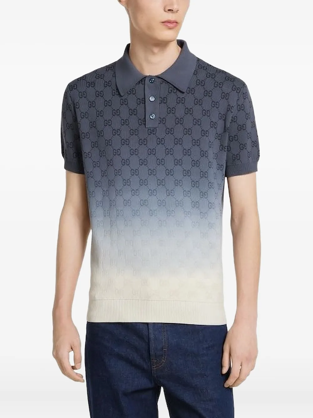 Gucci GG-pattern gradient polo shirt - Blauw