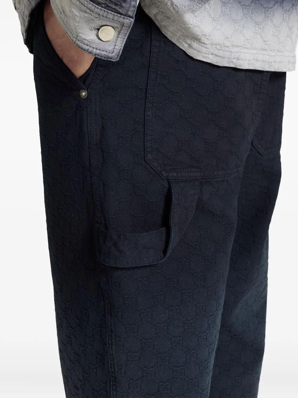 Gucci GG monogram-dyed trousers Blauw
