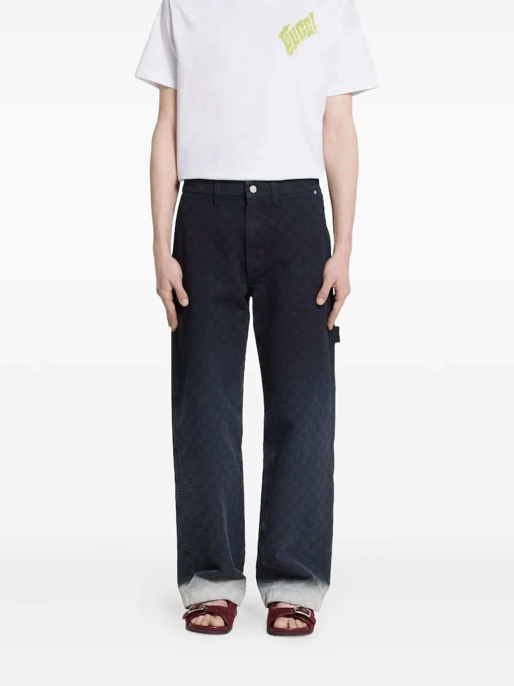 Gucci GG monogram-dyed trousers Blauw