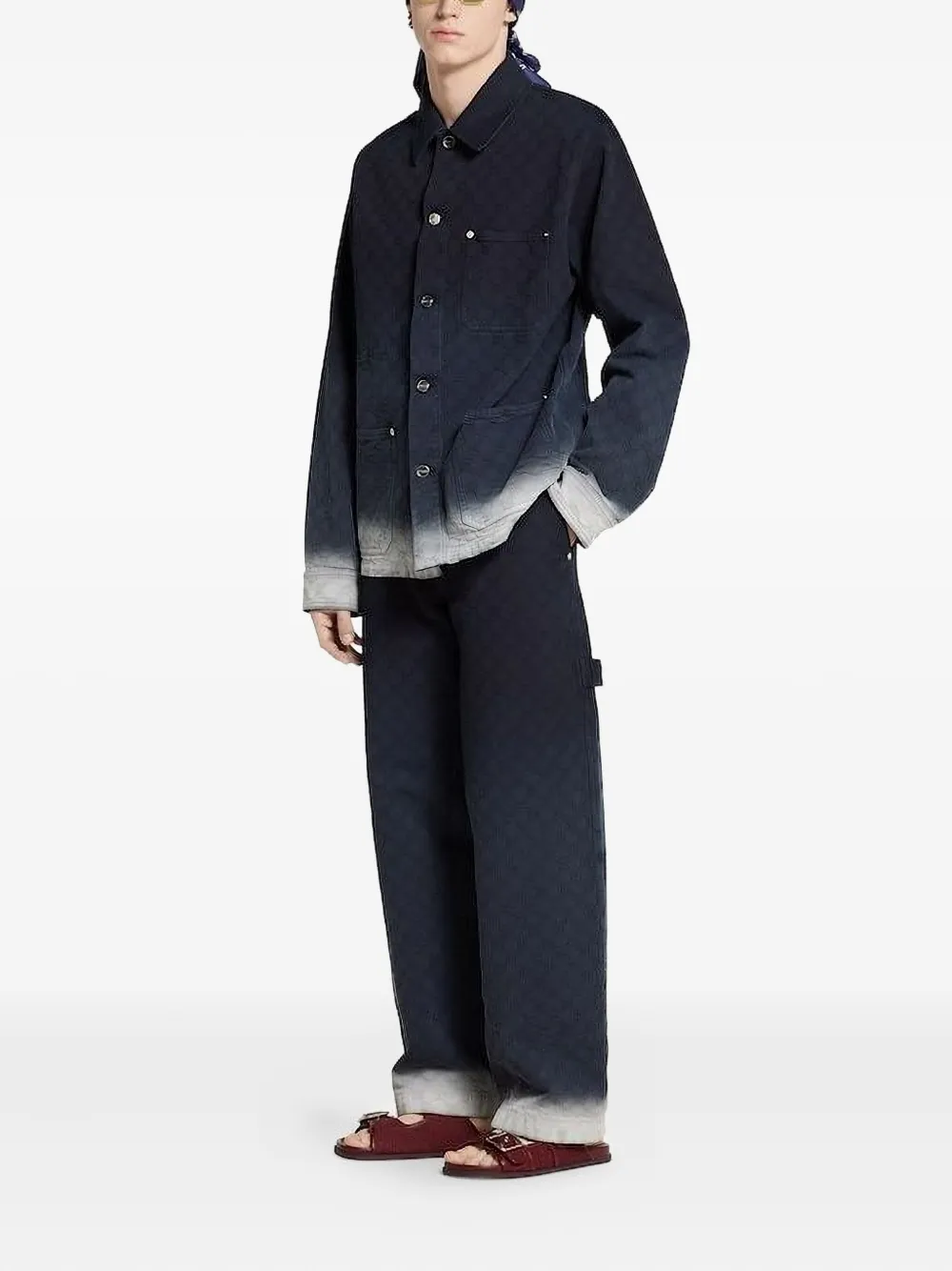 Gucci GG monogram-dyed trousers Blauw