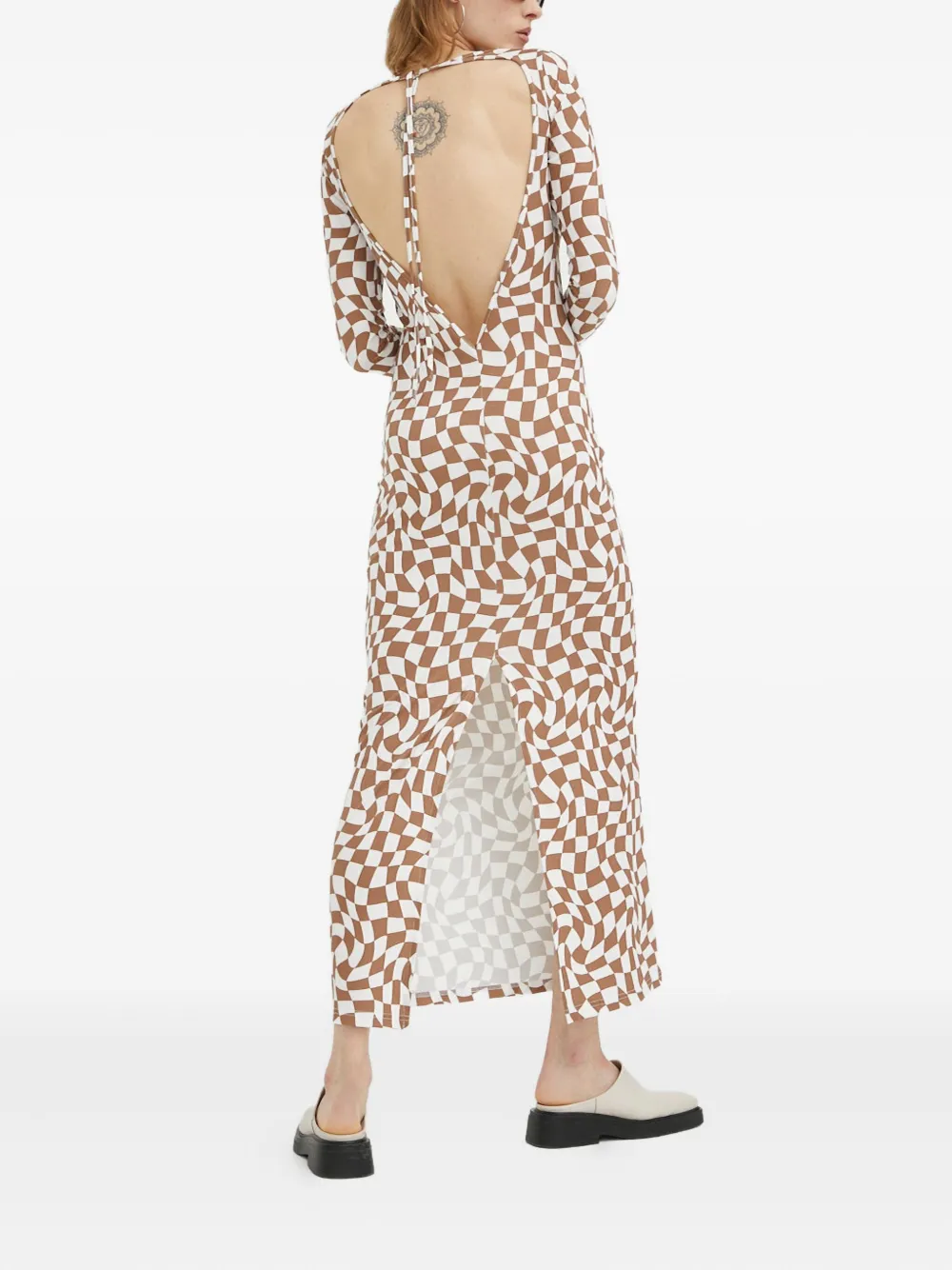  Résumé Checked Midi Dress - Brown 