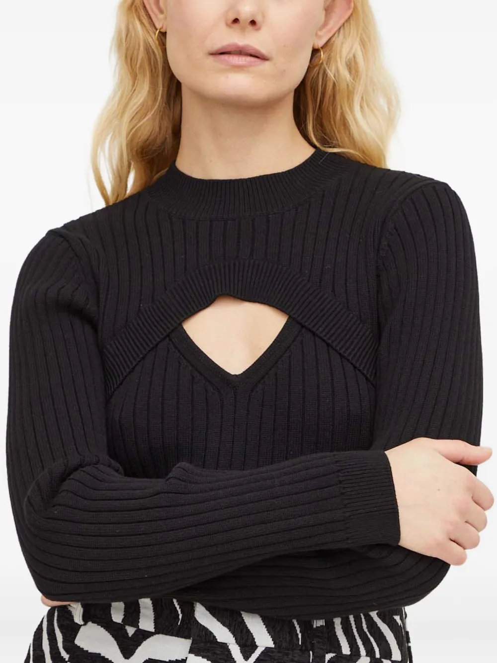 Resume Cutout Ribbed Sweater In Black