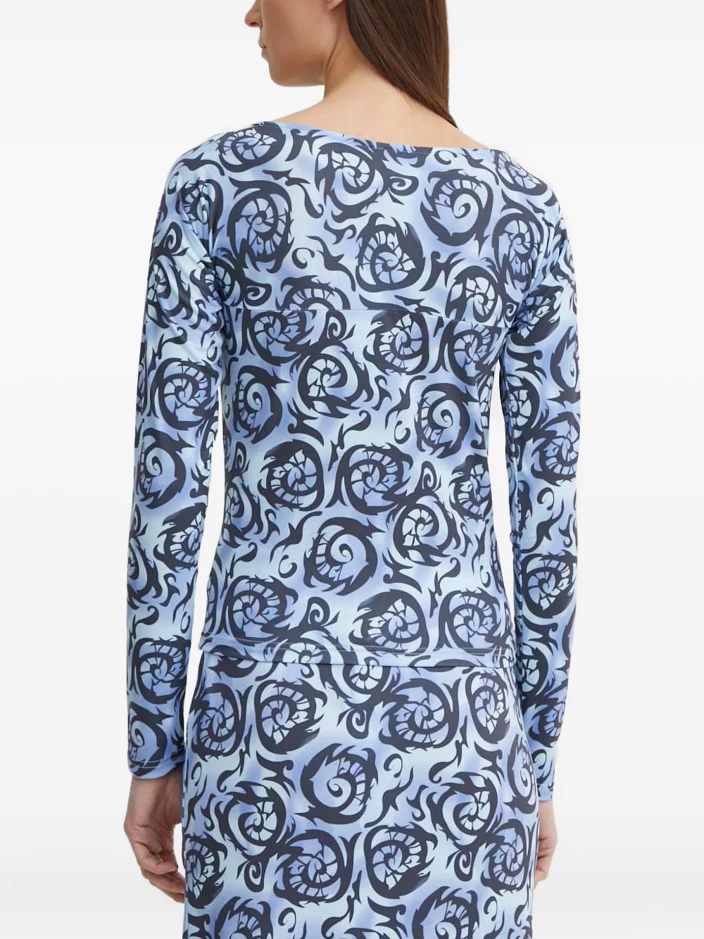 Resume Square Neck Printed Top In Blue