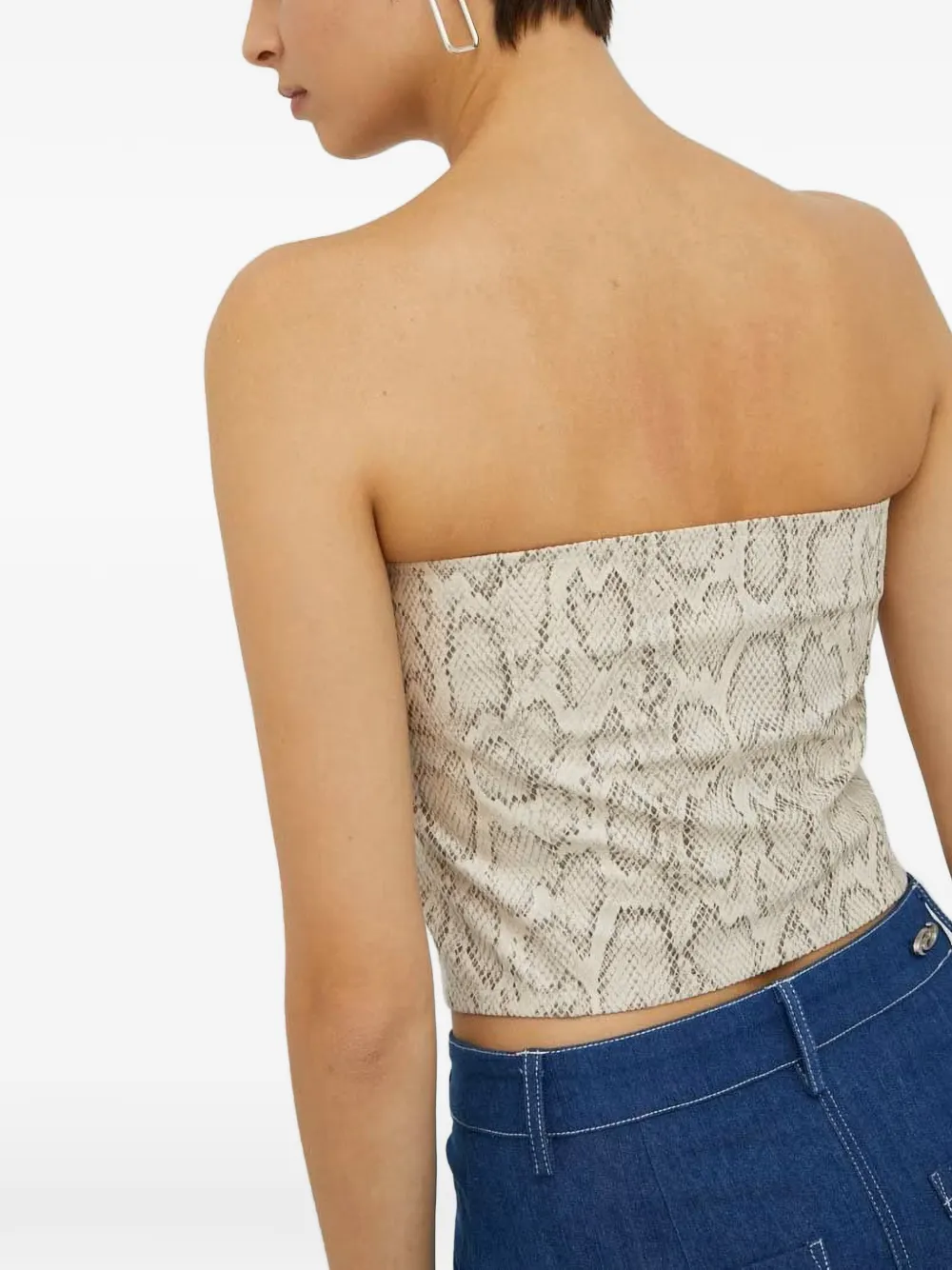  Résumé Snakeskin-print Zip-up Top - Neutrals 