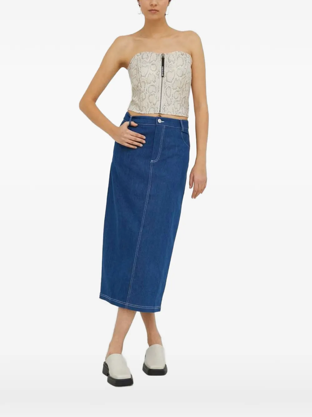 Résumé snakeskin-print zip-up top - Toni neutri