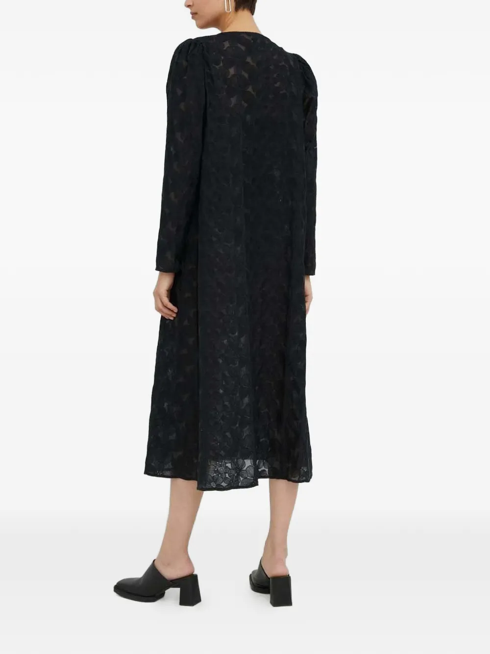  Résumé Tie-front Long-sleeved Midi Dress - Black 