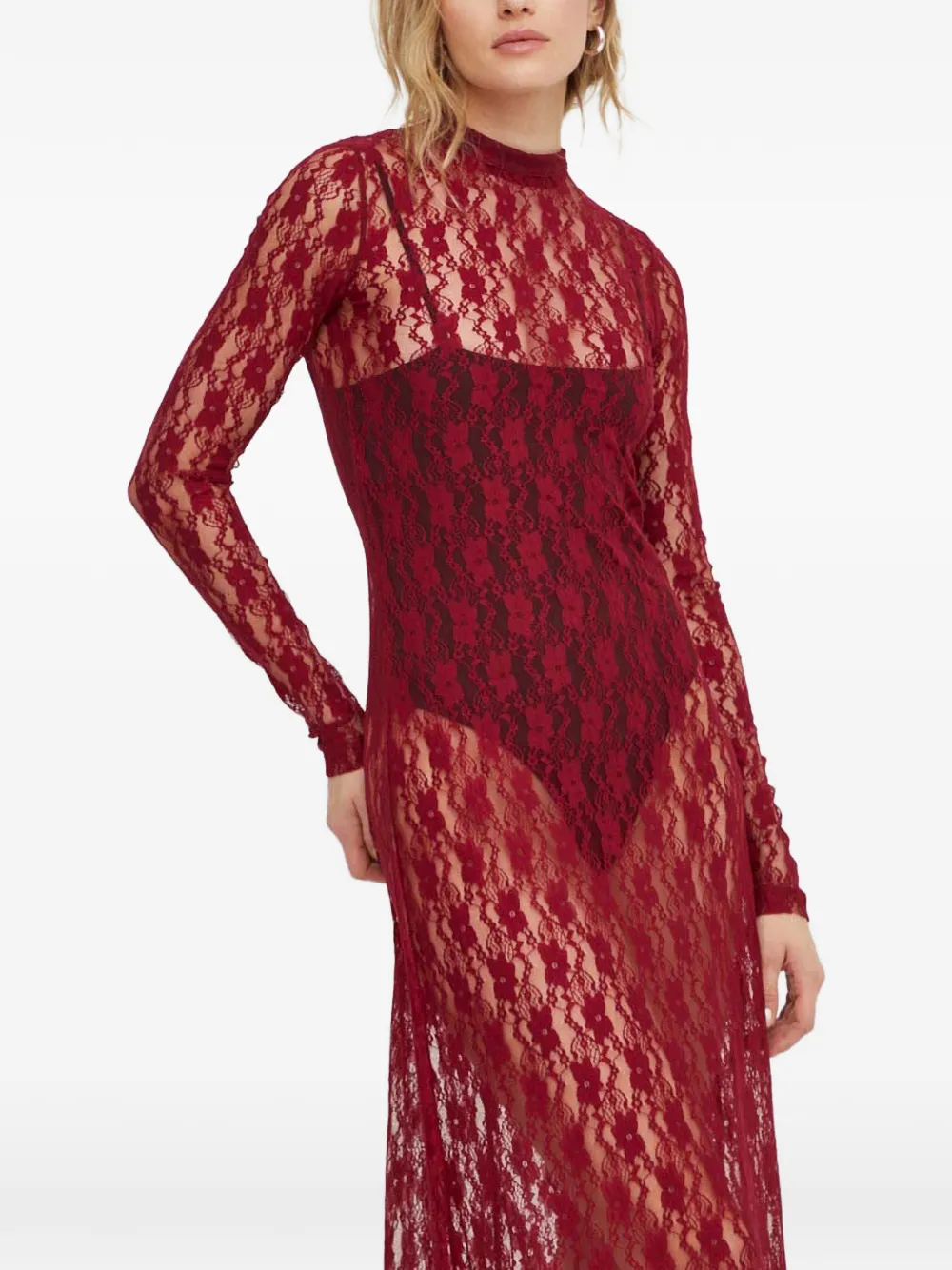 Résumé Laced Long-sleeved Maxi Dress - Red 