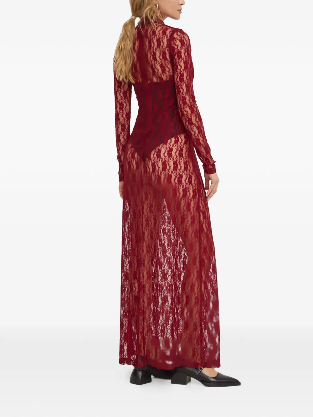  Résumé Laced Long-sleeved Maxi Dress - Red 