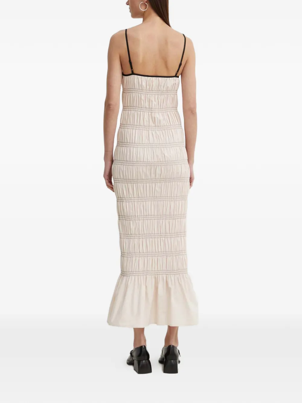  Résumé Beaurs Shirred Ruffle Midi Dress - Neutrals 