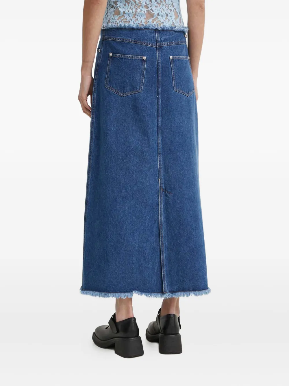 Resume Frayed Panelled Skirt In Blue