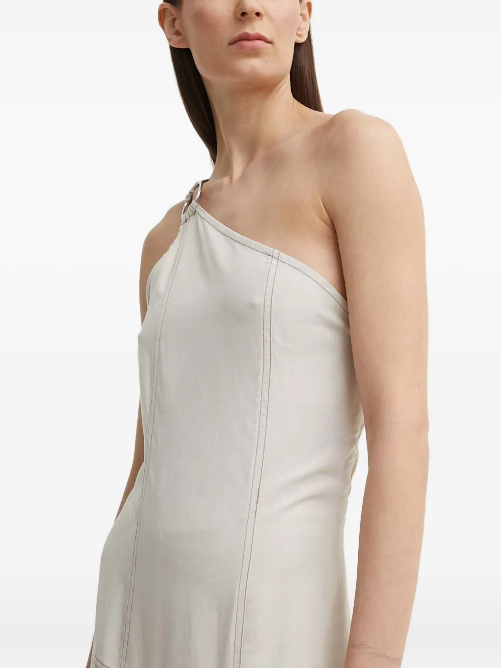 Resume Ring Detail One-shoulder Dress In Neutral