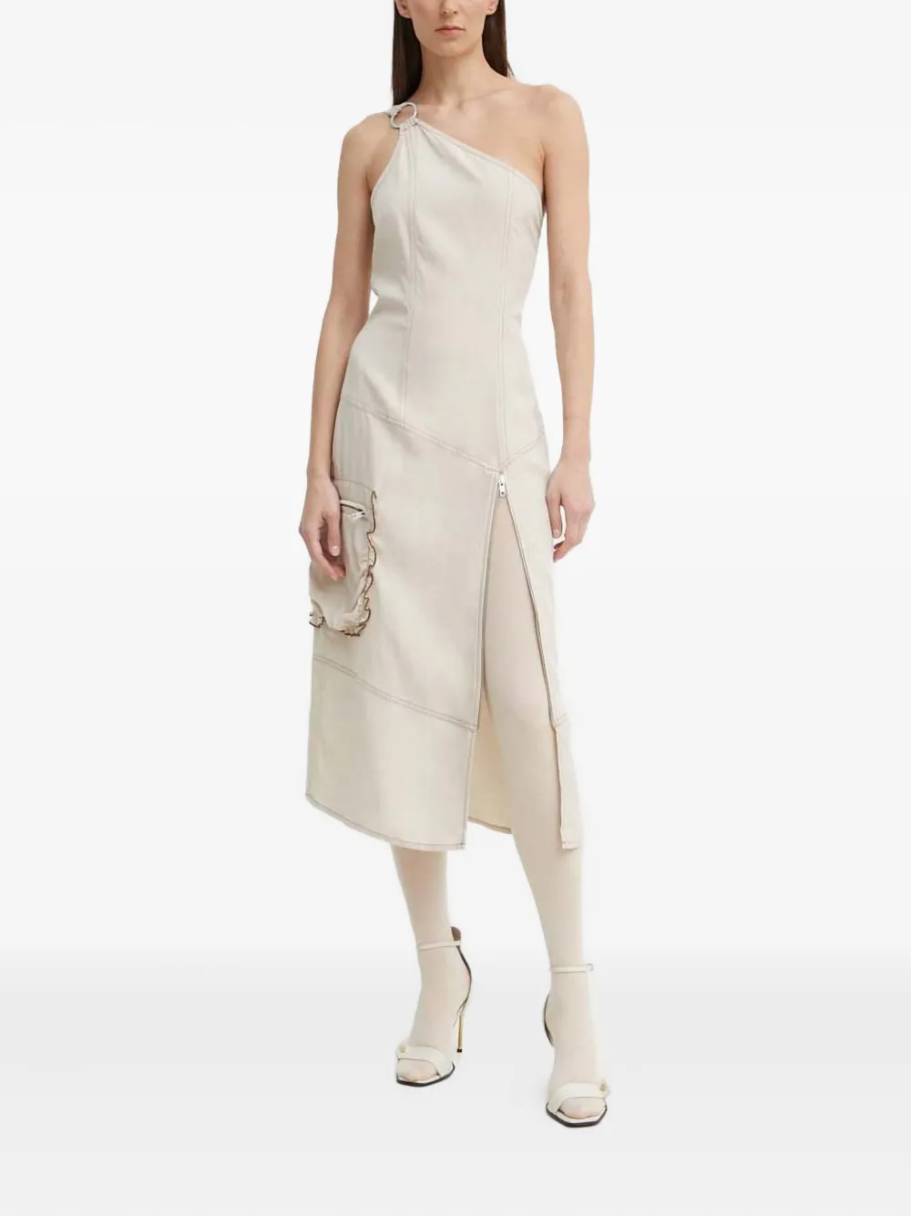 Résumé ring detail one-shoulder dress | White | Image 1