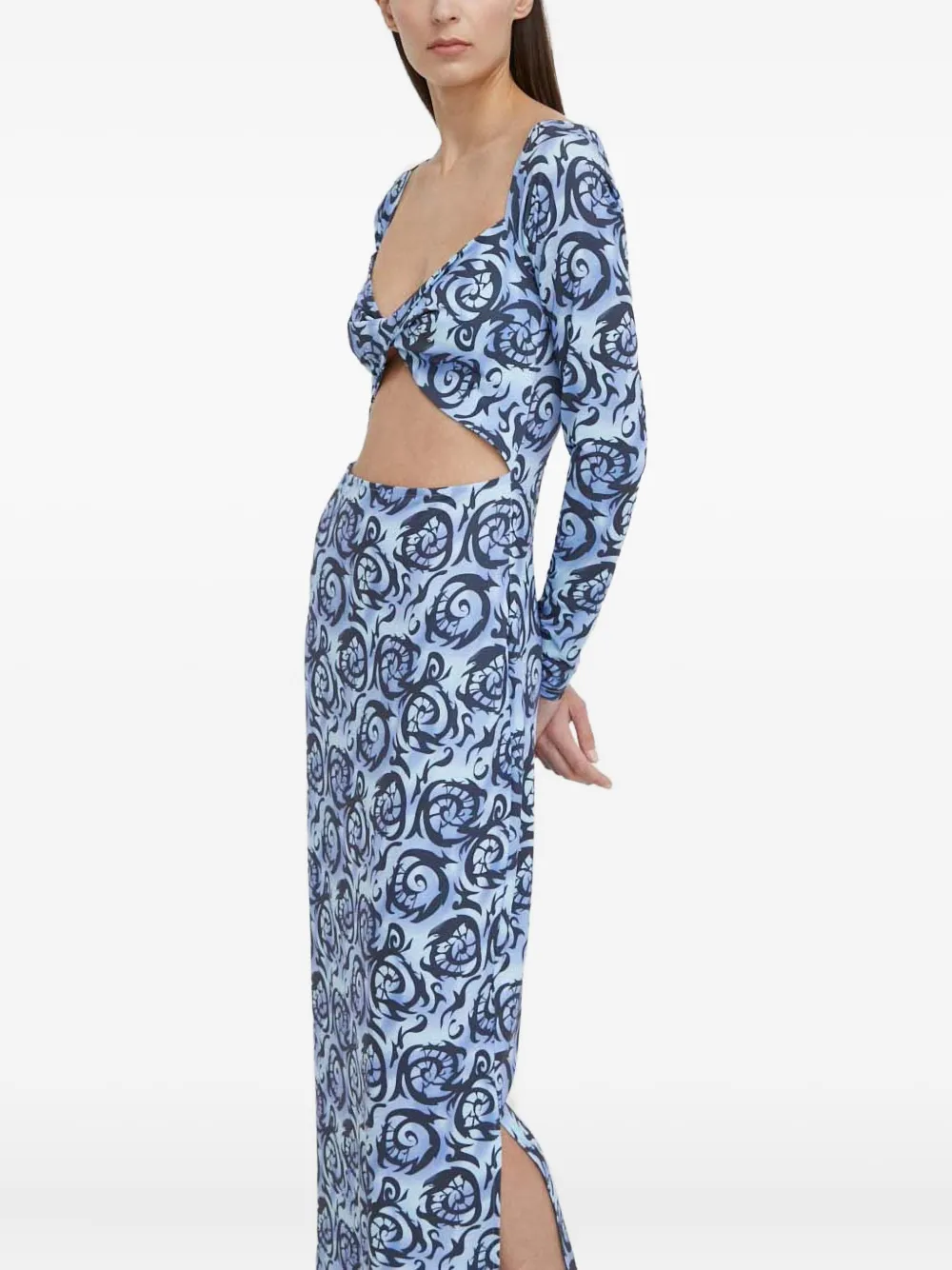 Resume Cut-out Long-sleeved Dress In Blue