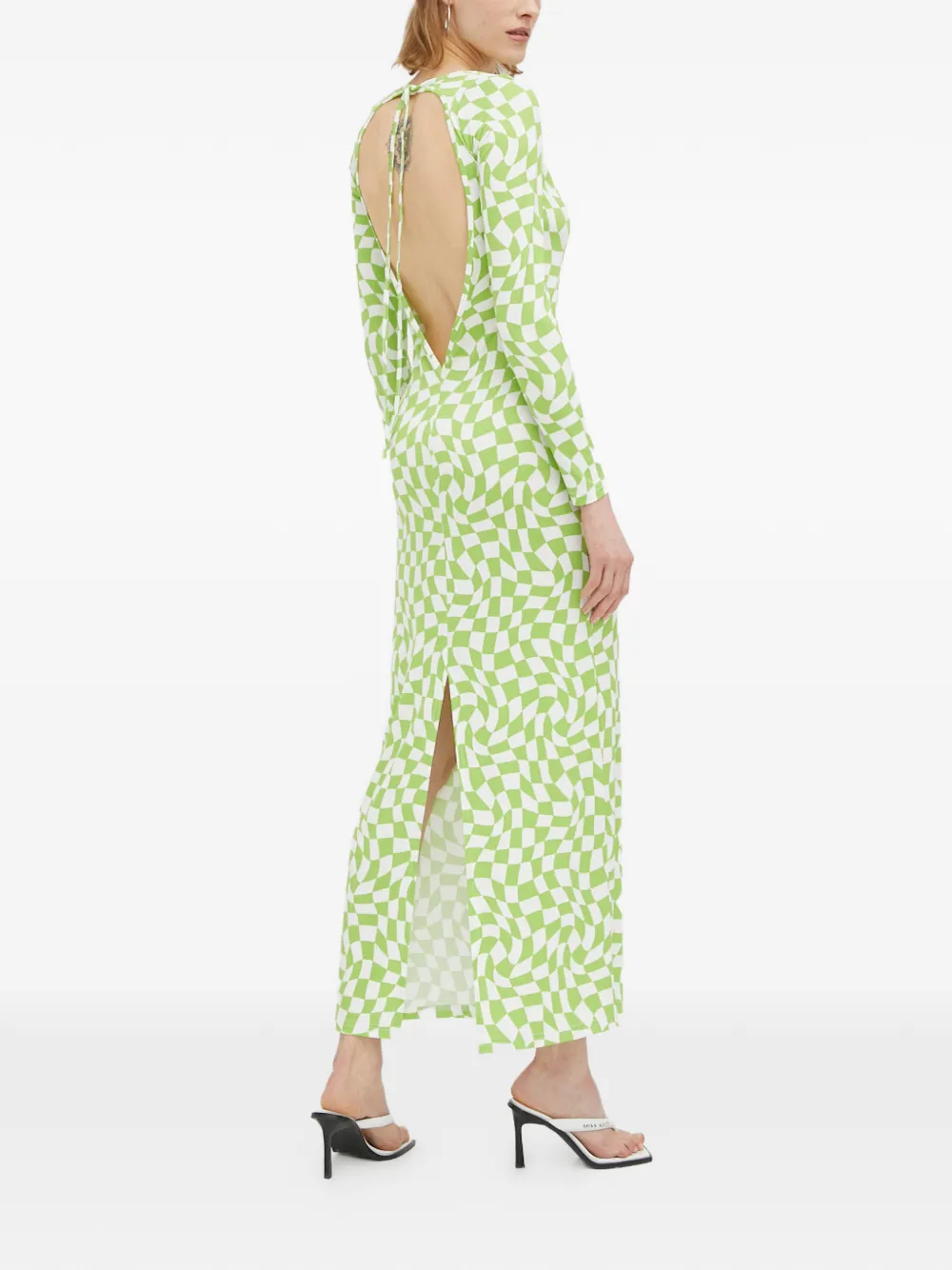  Résumé Open-back Checkd Midi Dress - Green 