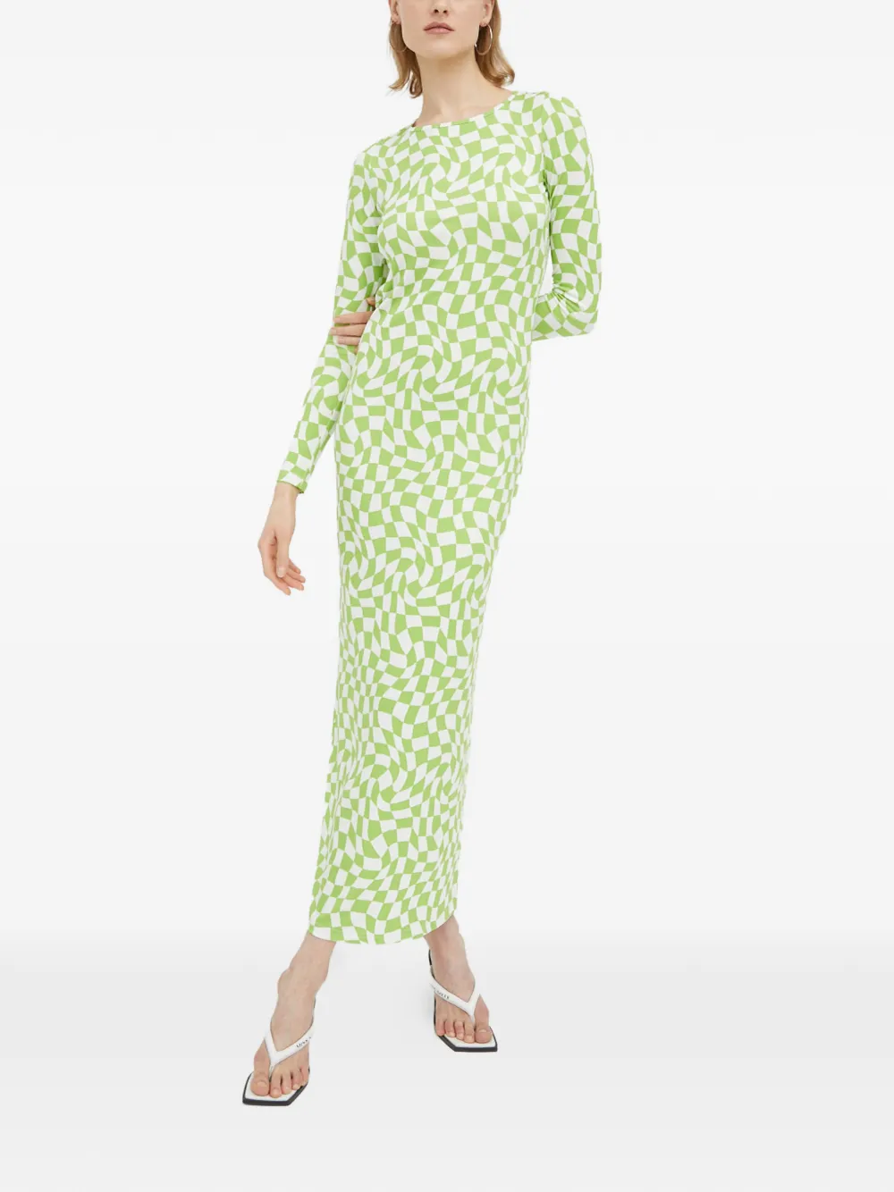 Résumé open-back checkd midi dress - Verde