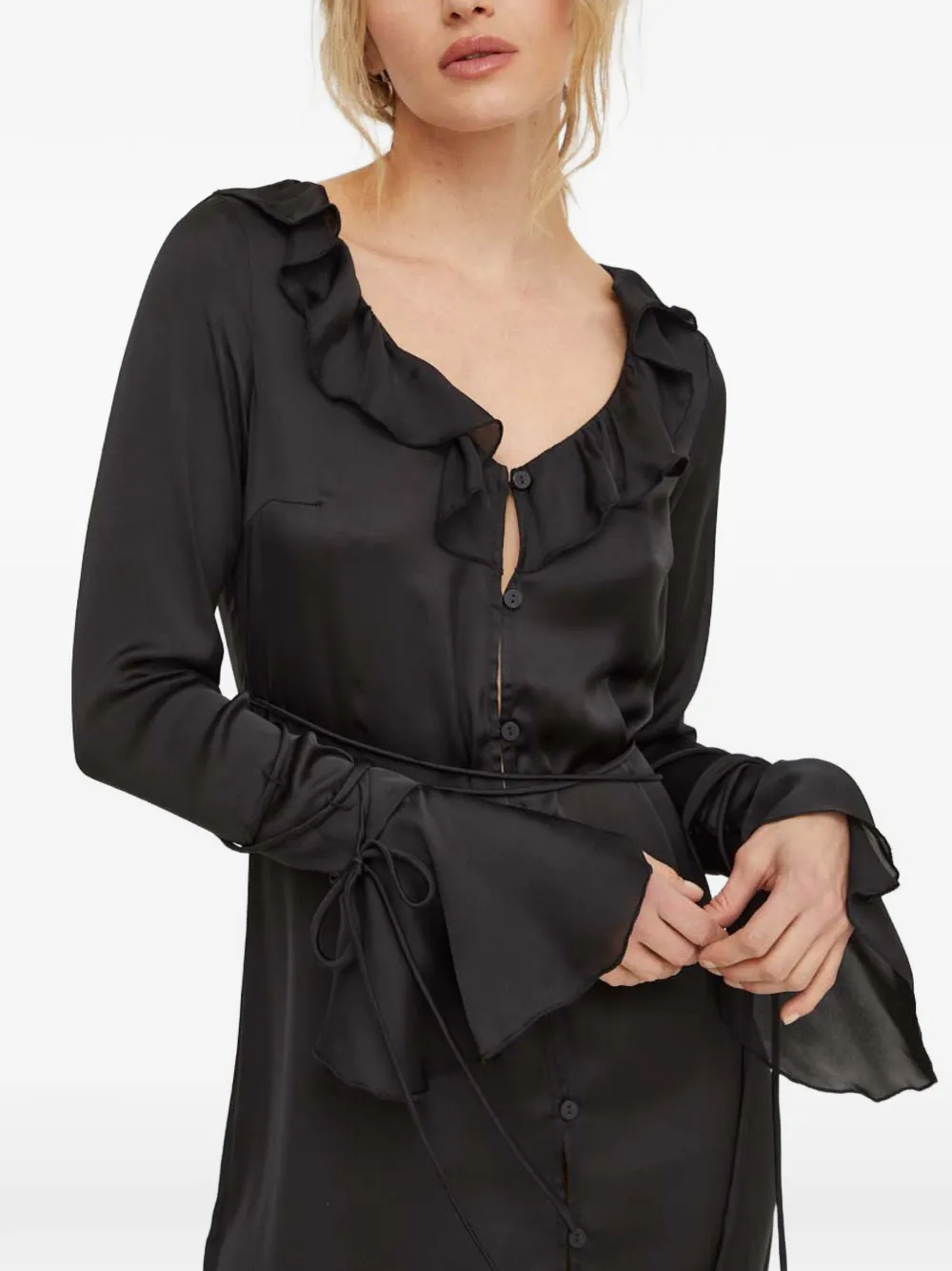 Ruffled Flared Midi Dress