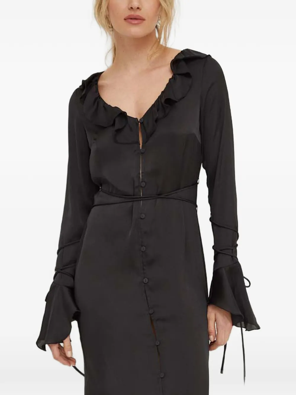 Ruffled Flared Midi Dress
