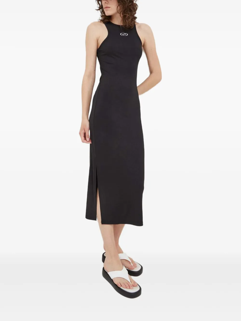 Résumé side-slit ribbed dress | Black | Image 1