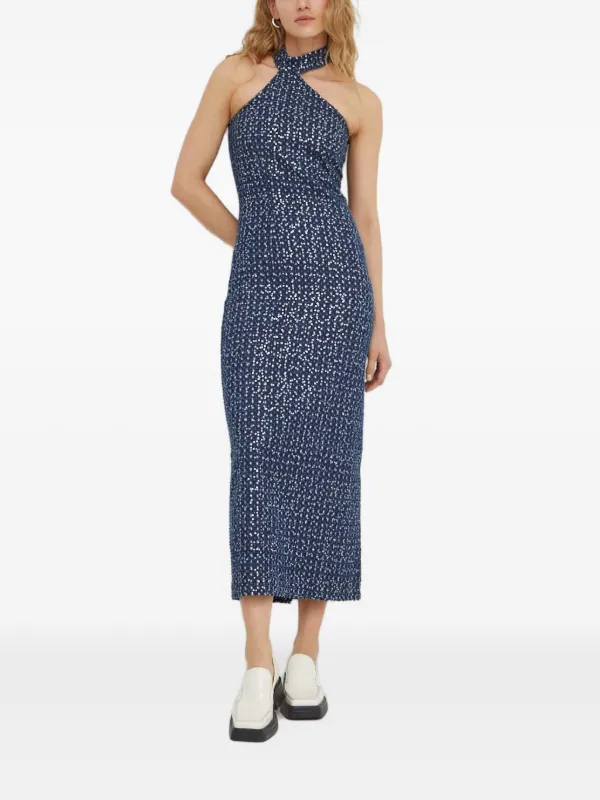 Rsum Halterneck Mini Dress | Blue | FARFETCH BH