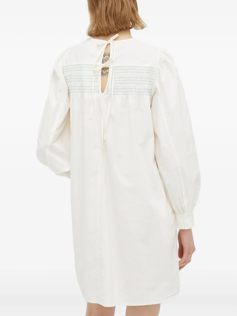 Resume Smocked Long-sleeve Dress In White