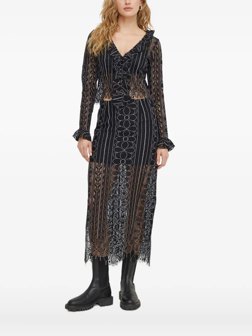 Résumé ruffled lace top | Black | Image 1
