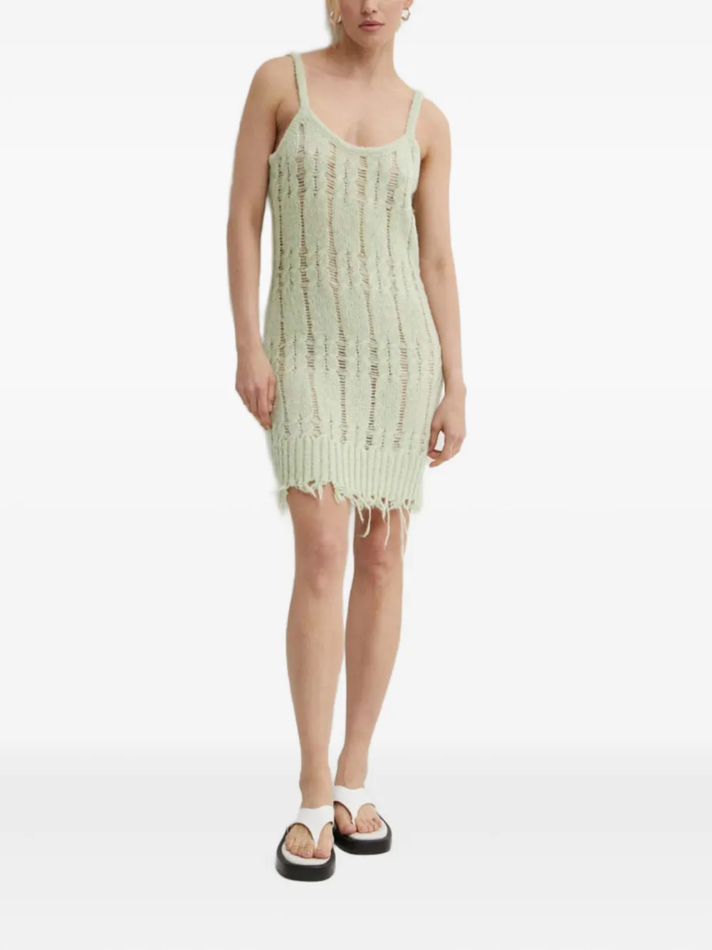 Résumé openwork frayed dress | Green | Image 1