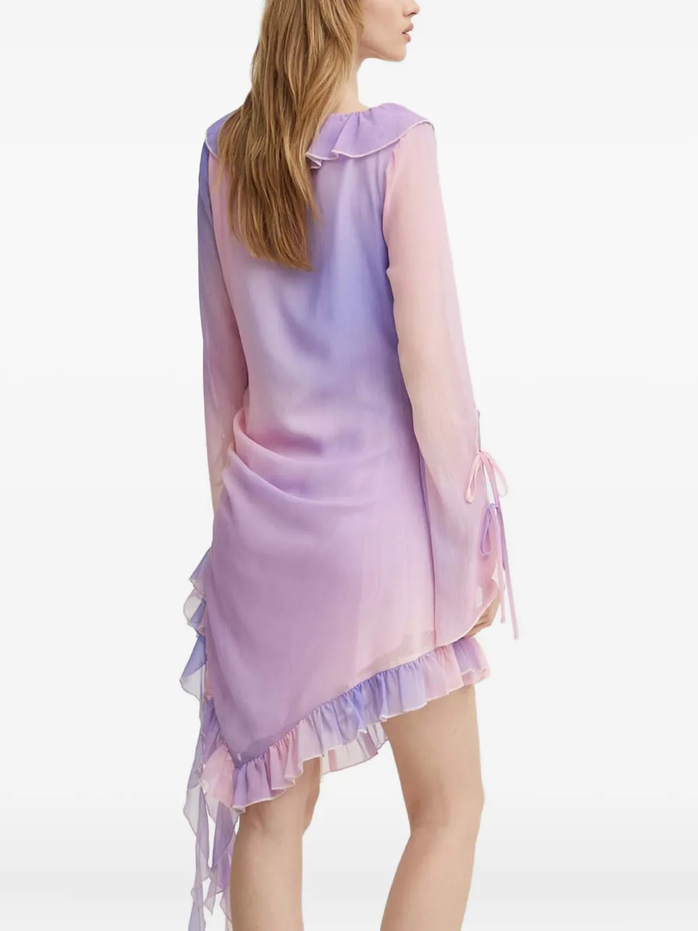 Résumé Gestrikte jurk met ruches Paars