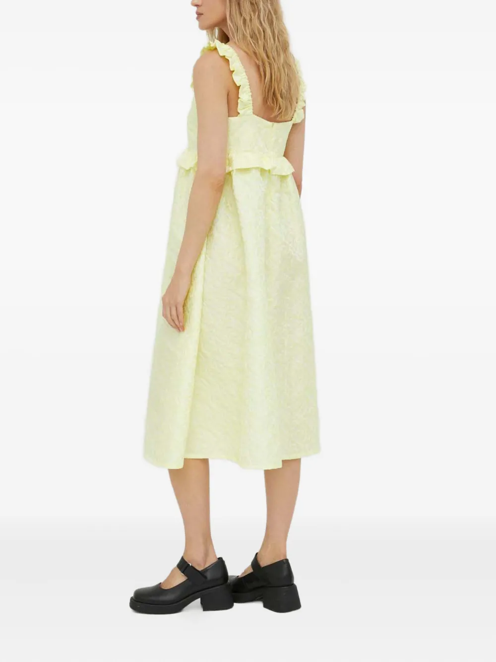 Resume Ruffled Jacquard Dress In Yellow