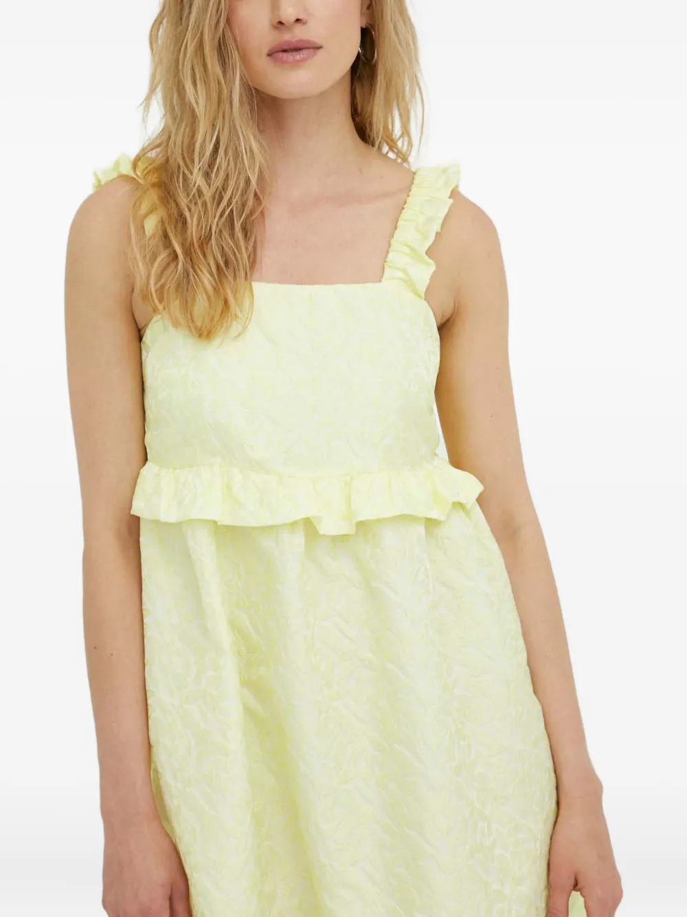 Resume Ruffled Jacquard Dress In Yellow