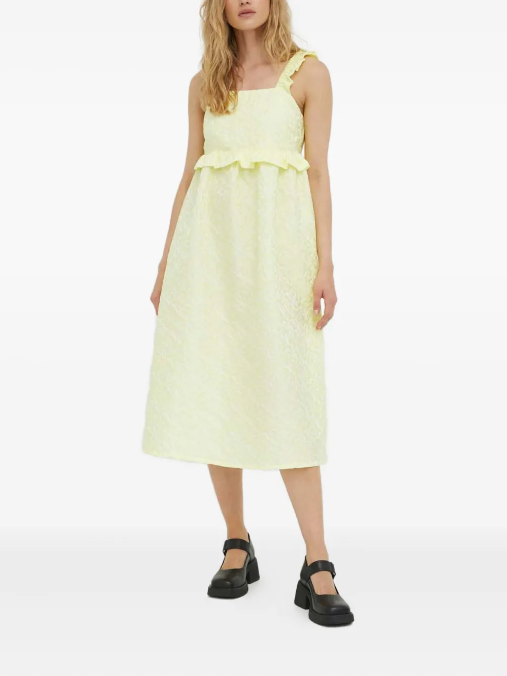 Résumé ruffled jacquard dress | Yellow | Image 1