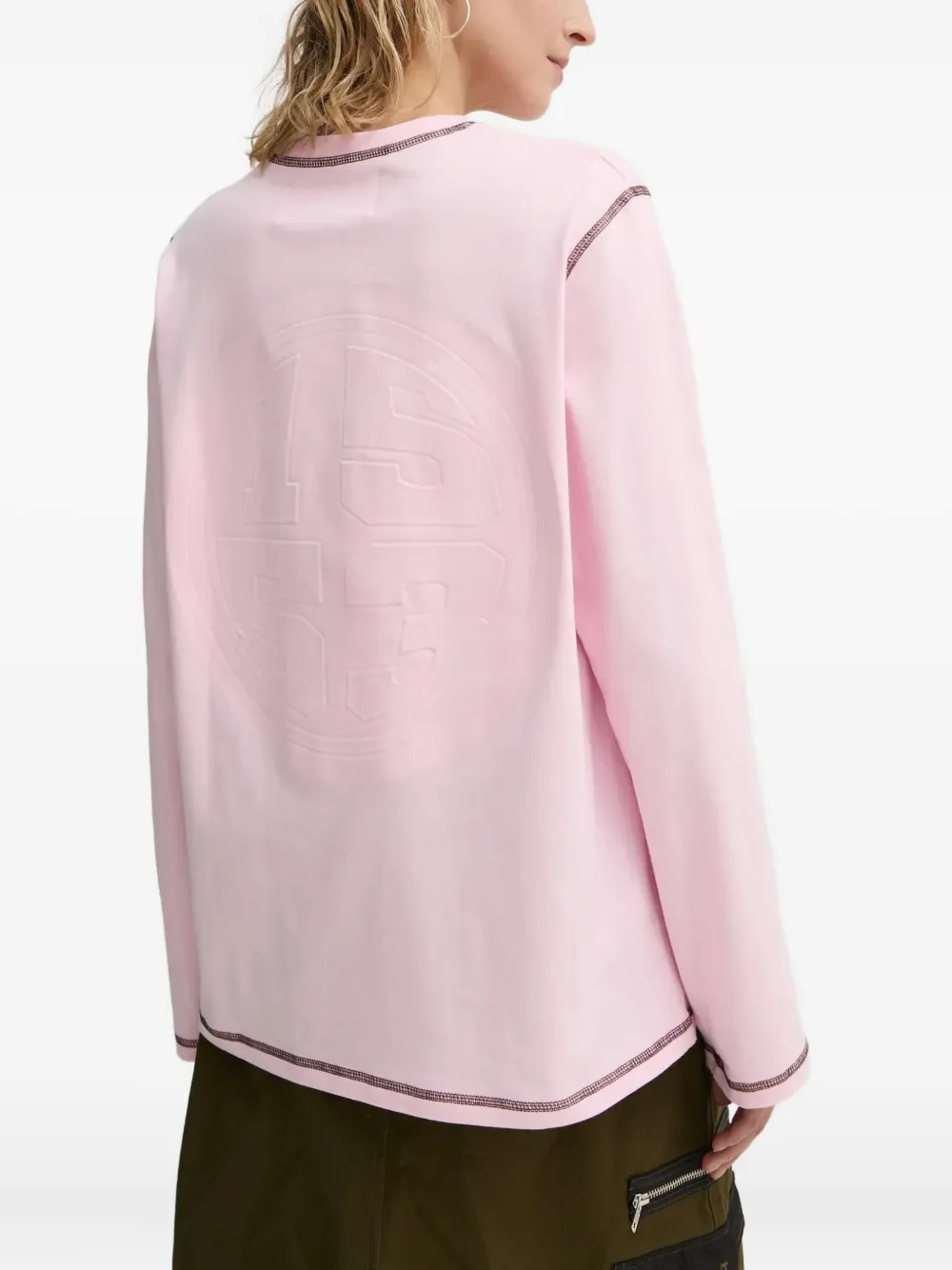 Resume Embossed-stitch T-shirt In Pink
