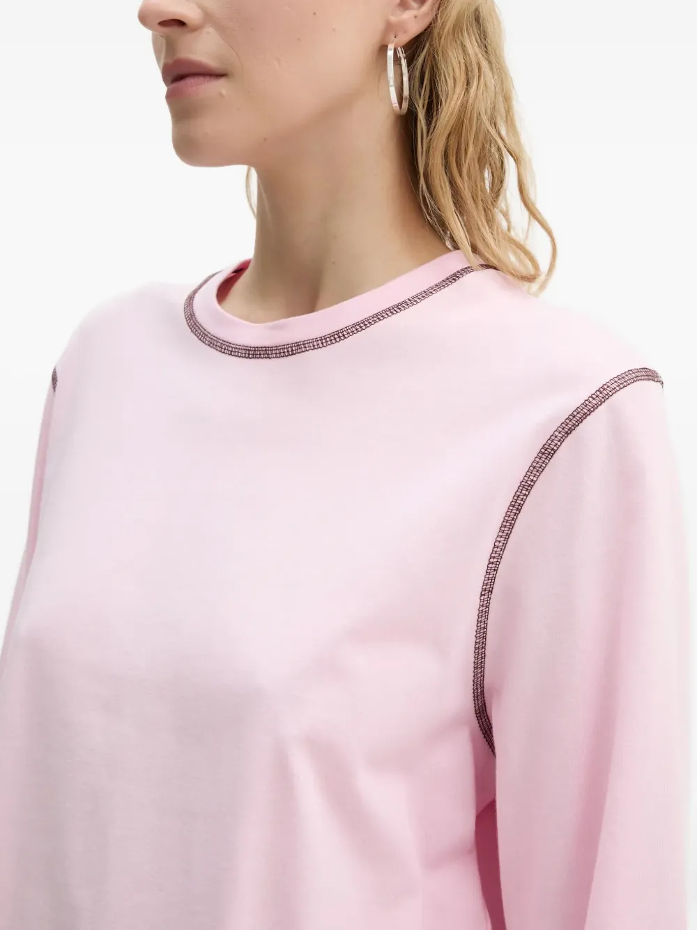 Resume Embossed-stitch T-shirt In Pink