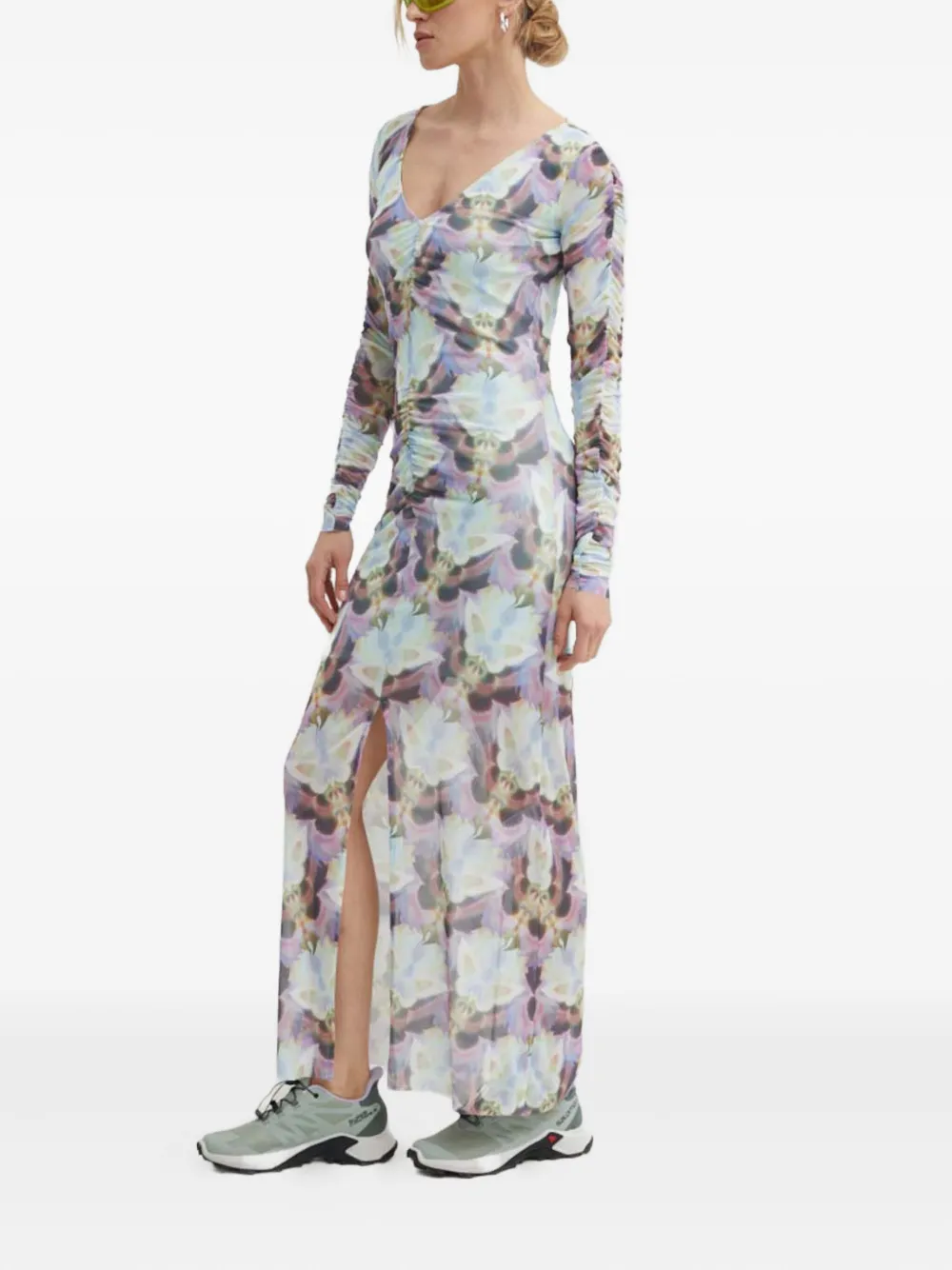 Resume Ruched Slit Dress In Blue