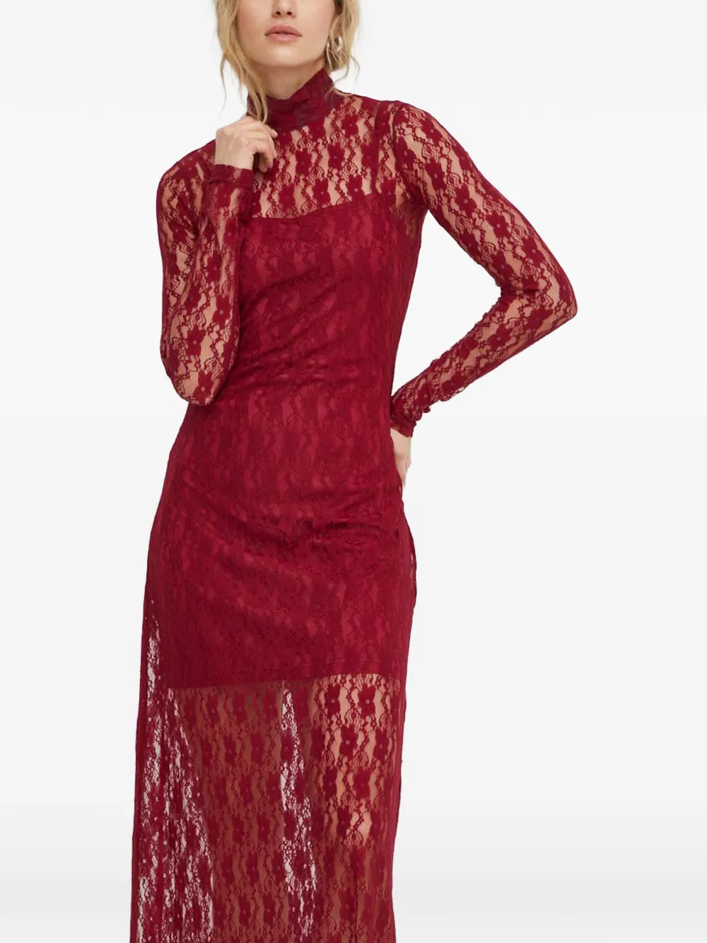  Résumé Laces High-neck Maxi Dress - Red 