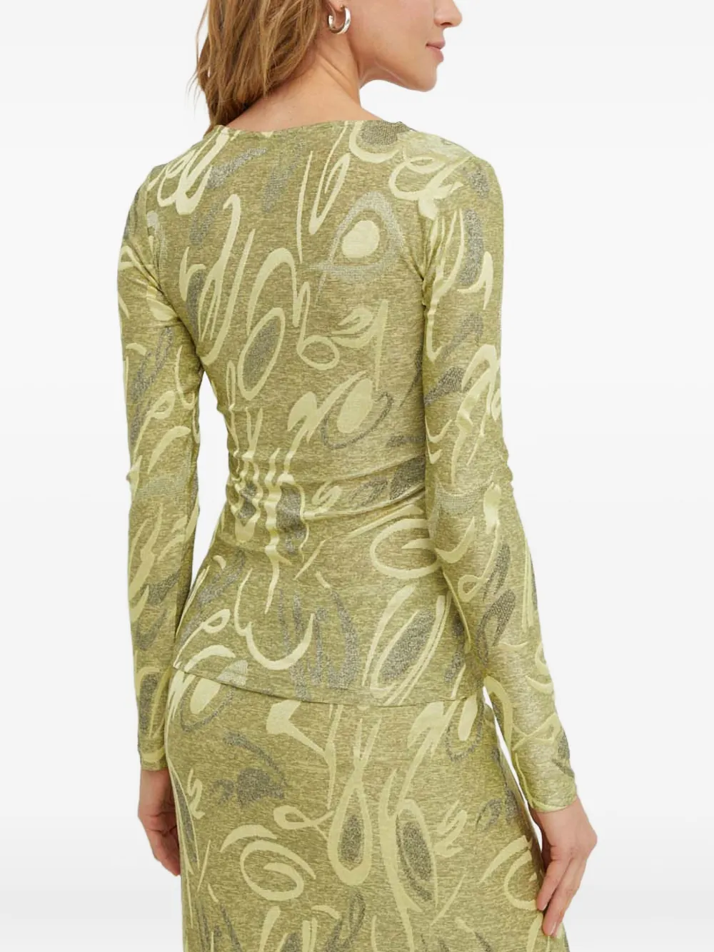 Resume Cut-out Tie-detail Top In Green