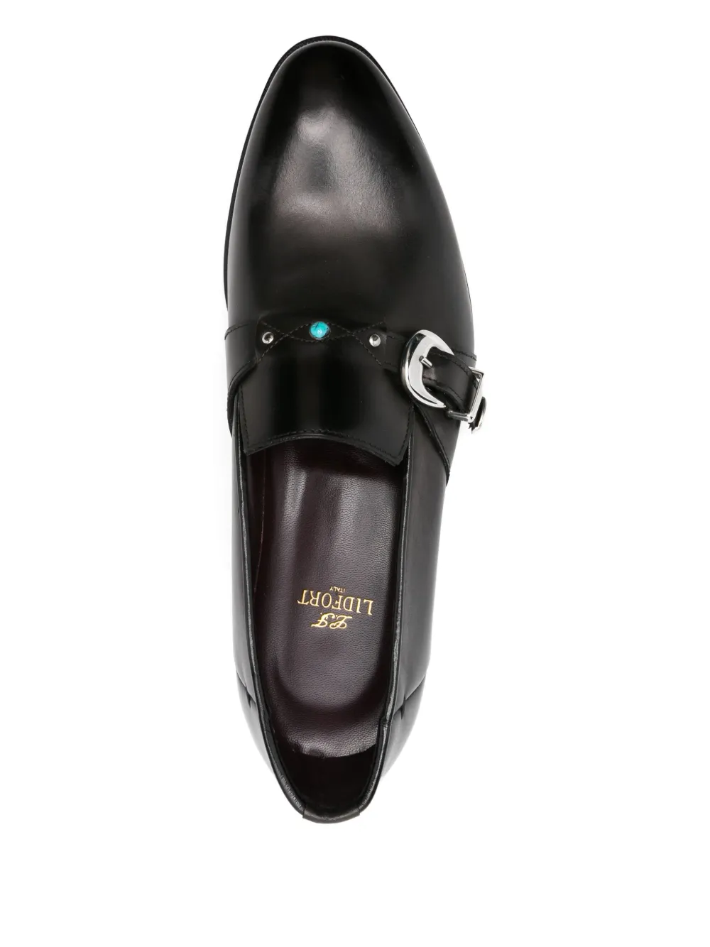 Lidfort buckle-embellished leather loafers Black