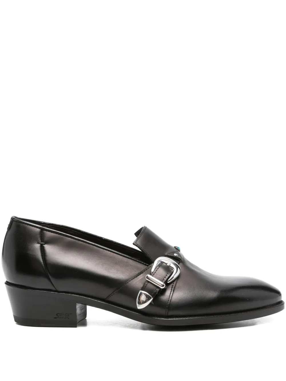 Lidfort buckle-embellished leather loafers Black