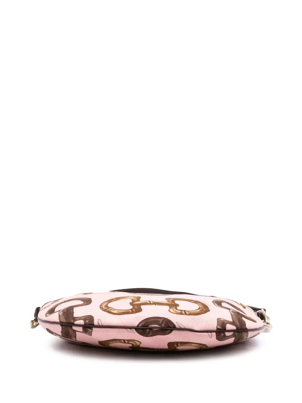Pre-owned Gucci 2000-2015 Canvas Bamboo Horsebit Print Hobo Bag In Pink