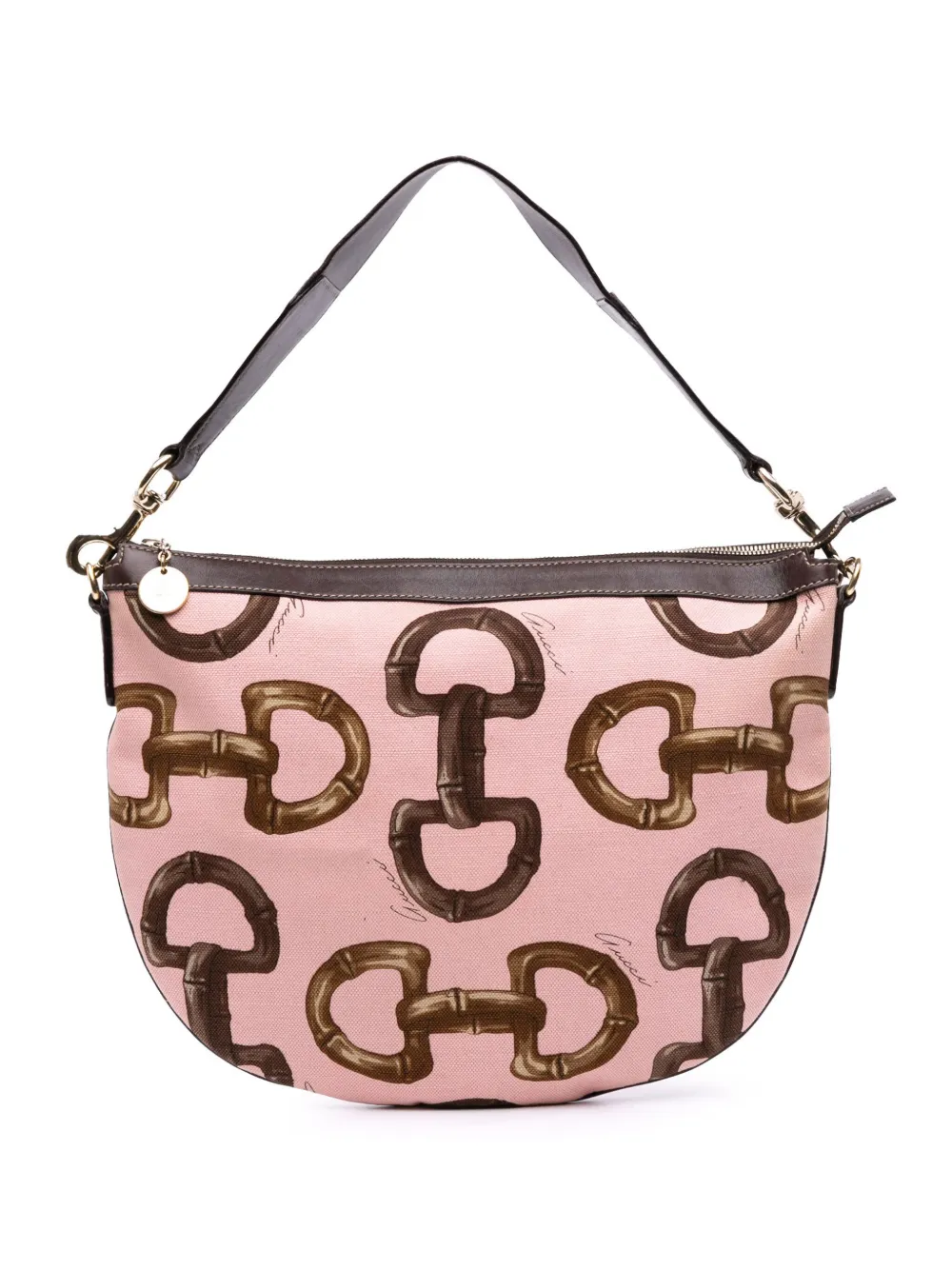 Gucci Pre-Owned 2000-2015 キャンバス バンブー ホースビット プリント ホーボーバッグ - ピンク Gucci Pre-Owned 2000-2015 キャンバス バンブー ホースビット プリント ホーボーバッグ - ピンク