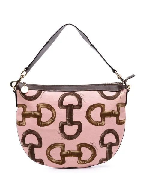 Gucci Pre-Owned 2000-2015 Canvas Bamboo Horsebit Print hobo bag