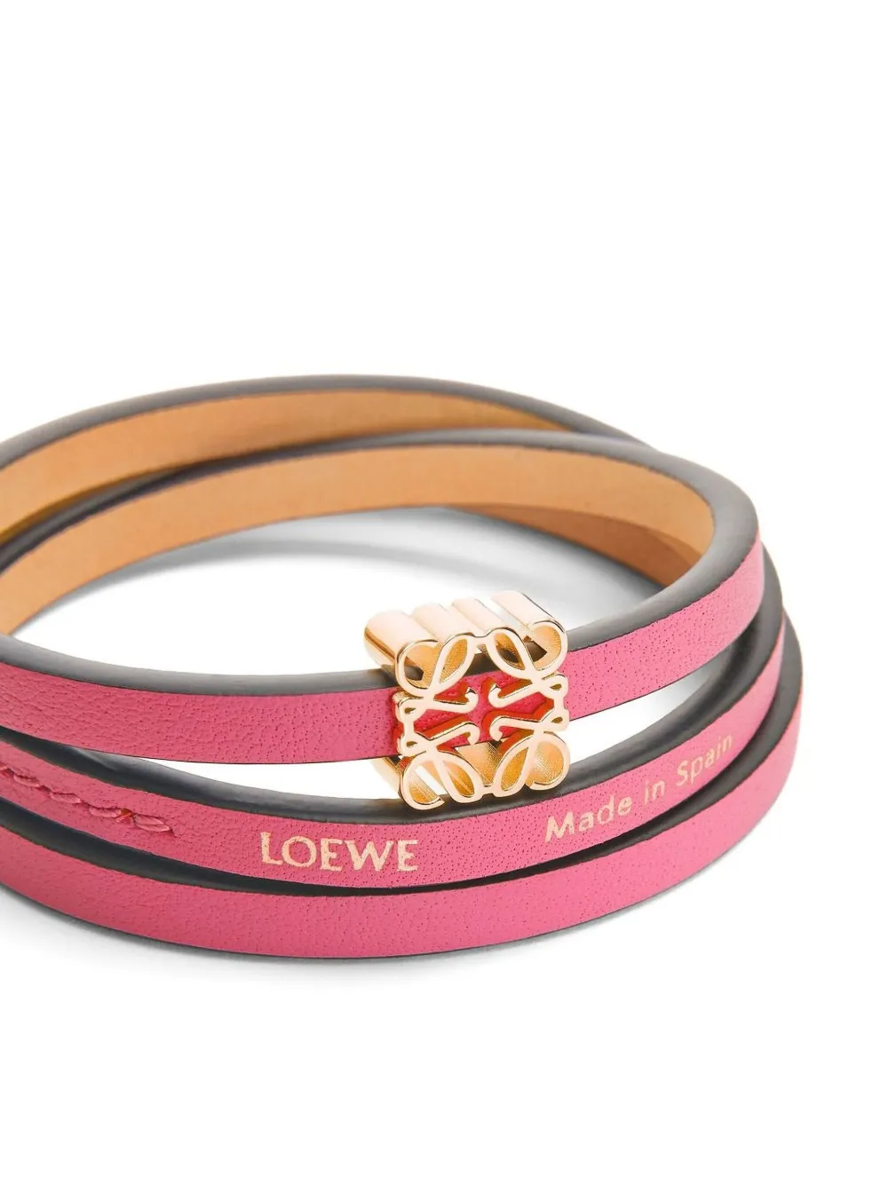 LOEWE レザー ブレスレット ピンク LOEWE ツイスト ブレスレット | ピンク | FARFETCH JP