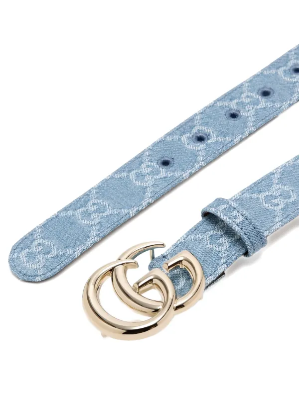 Gucci GG Monogram Denim Belt | Blue | FARFETCH GE display picture 1
